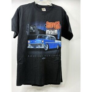 Vintage Chevy 56 Drive In T Shirt L Black Car Graphic American Heritage